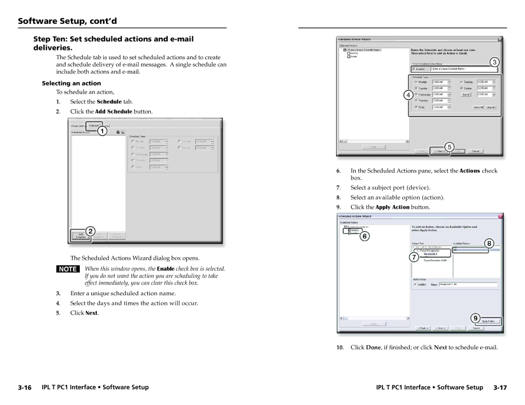 Extron electronic IPL T PC1i setup guide Step Ten Set scheduled actions and e-mail deliveries 