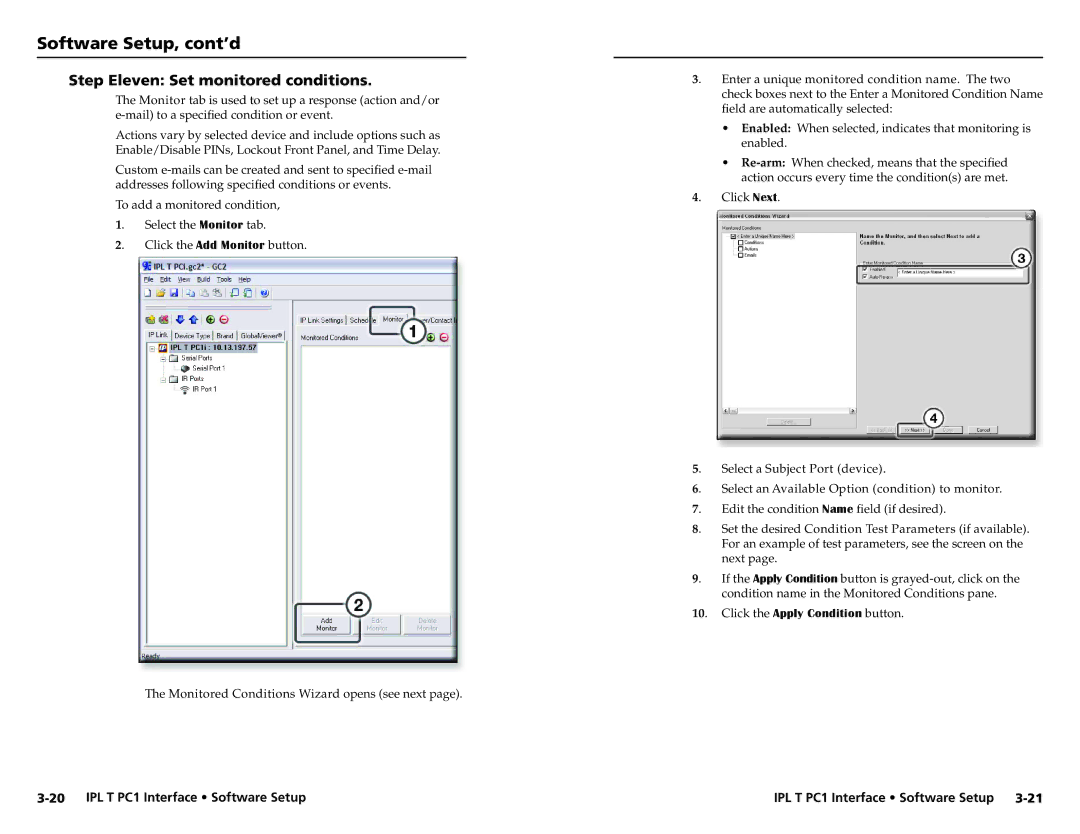 Extron electronic IPL T PC1i setup guide Step Eleven Set monitored conditions 