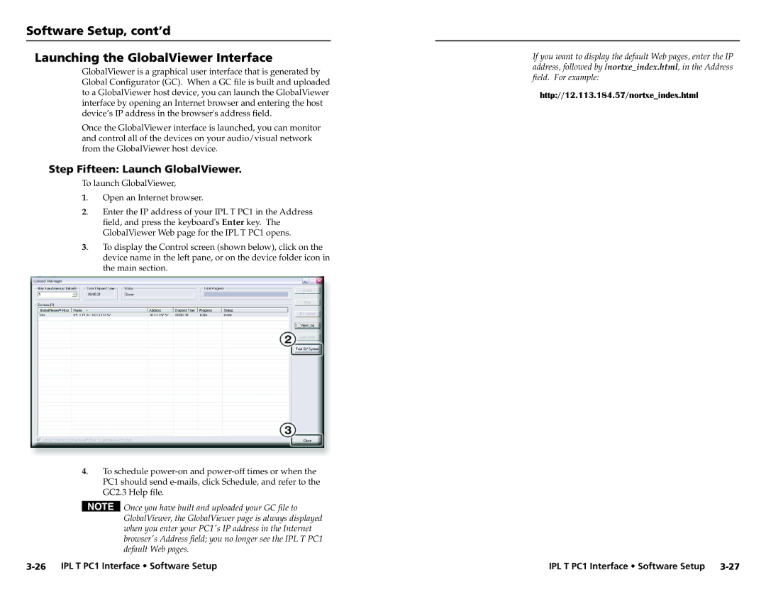 Extron electronic IPL T PC1 Software Setup, cont’d Launching the GlobalViewer Interface, Step Fifteen Launch GlobalViewer 