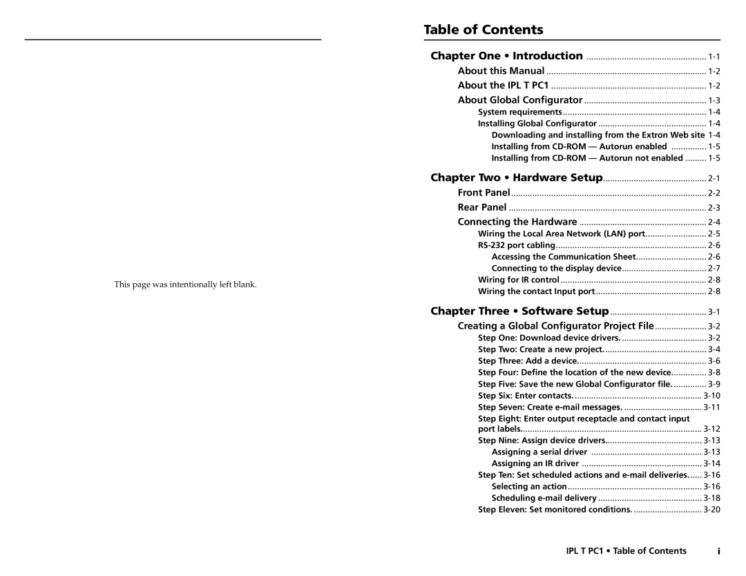 Extron electronic IPL T PC1i setup guide Table of Contents 