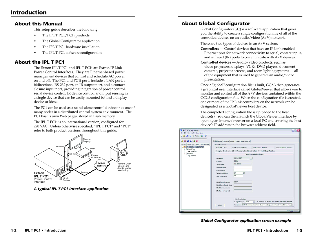 Extron electronic IPL T PC1i setup guide Introduction, About this Manual, About the IPL T PC1, About Global Configurator 