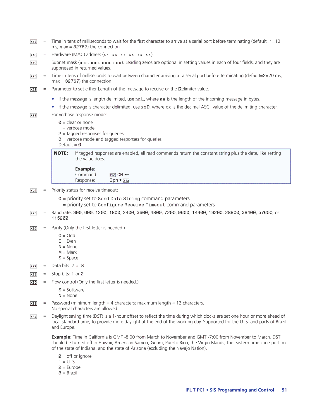 Extron electronic IPL T PC1i manual X2#, = priority set to Send Data String command parameters, X2%, X3#, X3$ 