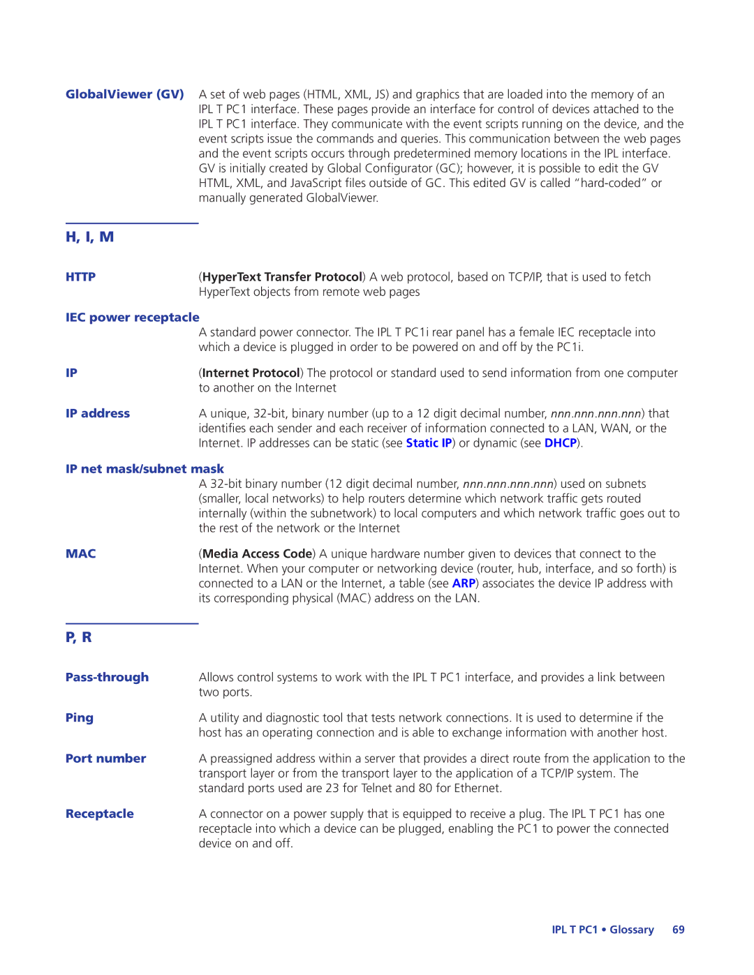 Extron electronic IPL T PC1 HyperText objects from remote web pages, Its corresponding physical MAC address on the LAN 