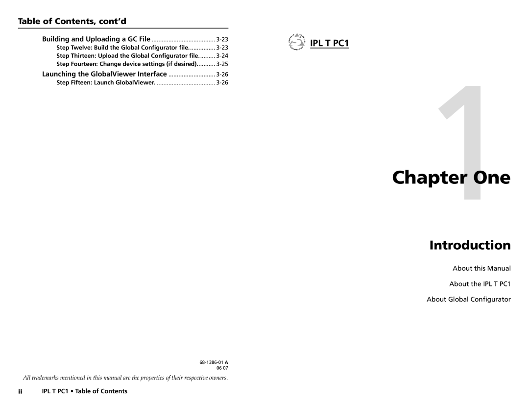Extron electronic IPL T PC1 Chapter One, Introduction, Table of Contents, cont’d, Launching the GlobalViewer Interface 