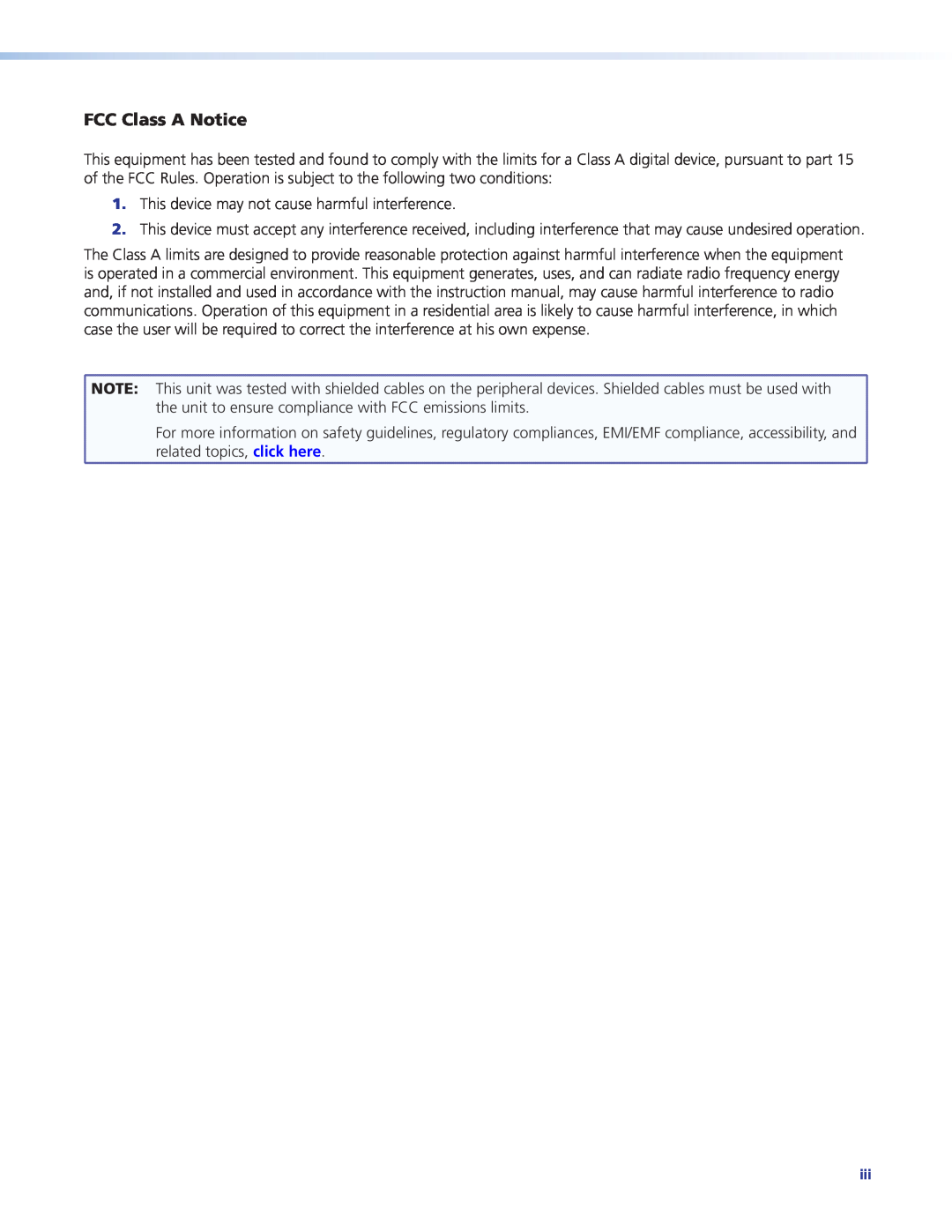 Extron electronic IPL T PCS4i manual FCC Class A Notice 