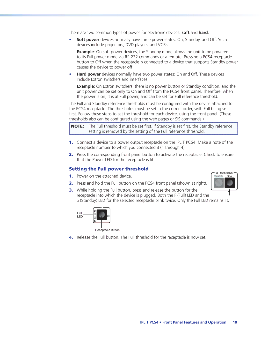 Extron electronic IPL T PCS4i manual Setting the Full power threshold 