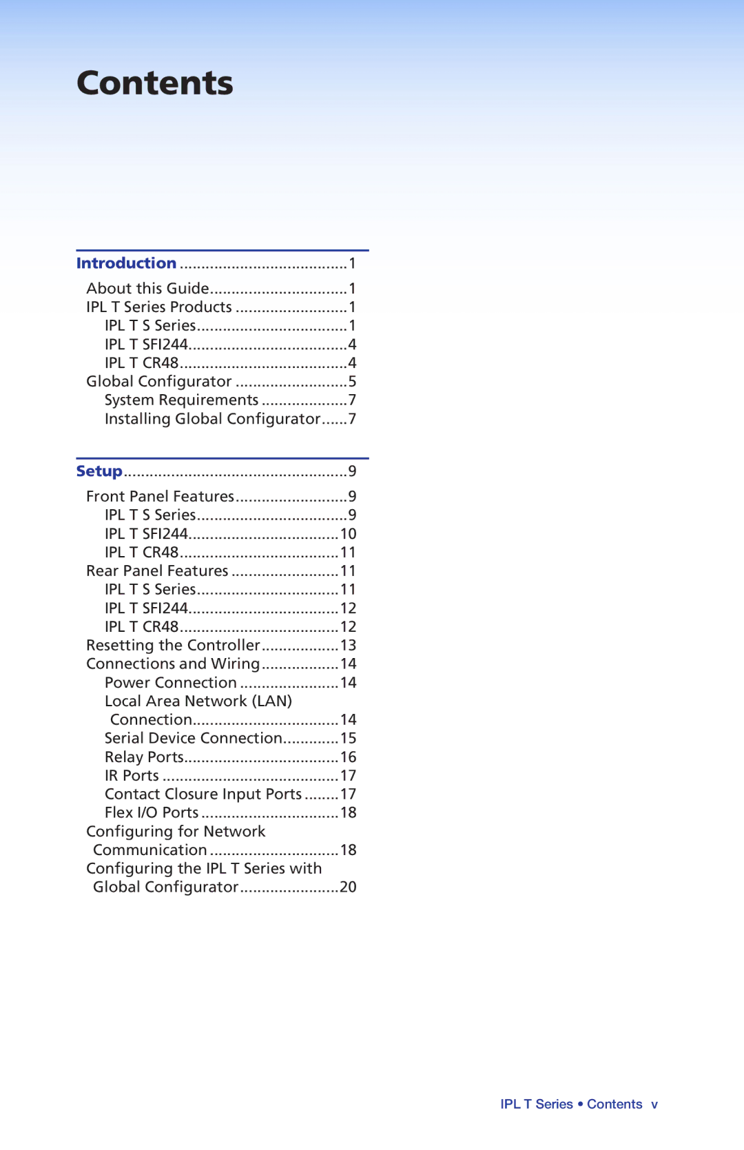 Extron electronic IPL T SFI244, IPL T S Series setup guide Contents 