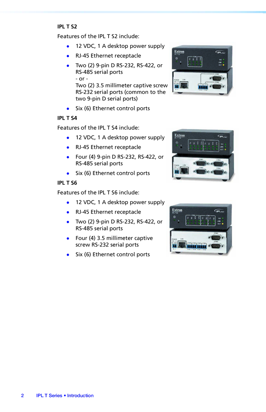 Extron electronic IPL T S Series, IPL T SFI244 setup guide IPL T S2 