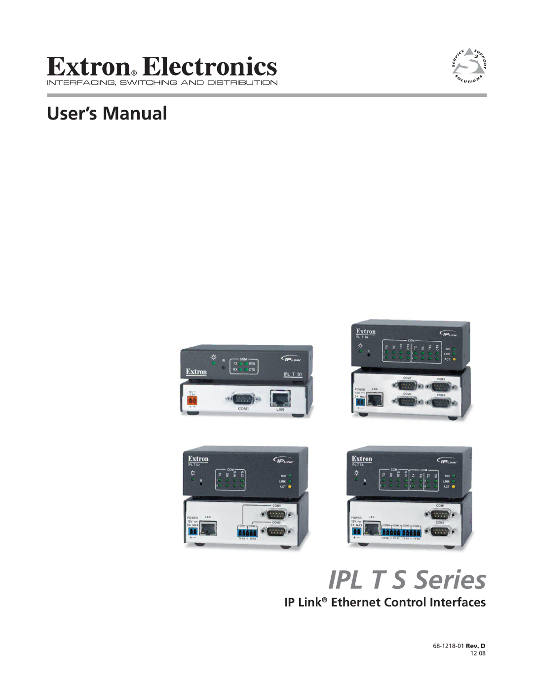 Extron electronic IPL T S Series manual IP Link Ethernet Control Interfaces 