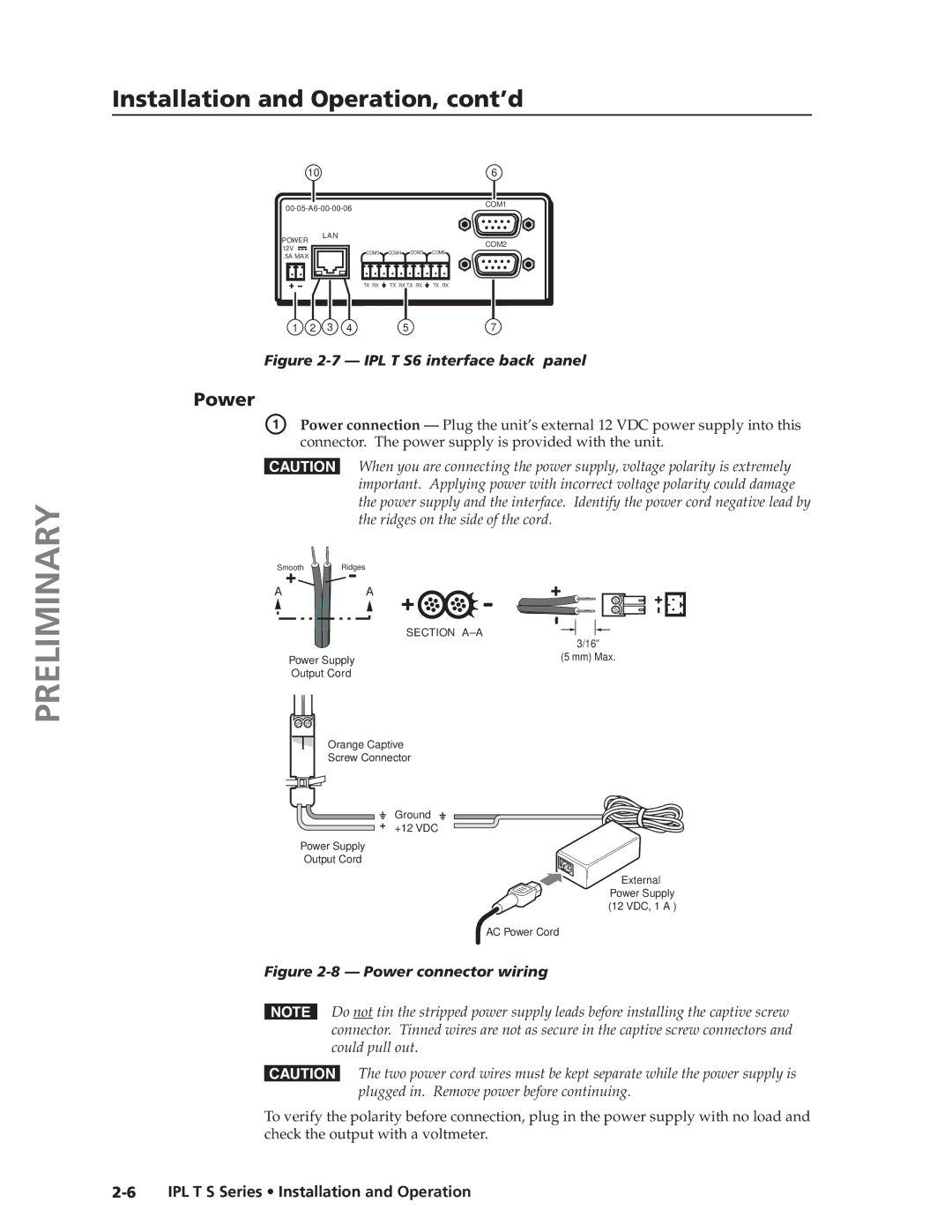 Extron electronic IPL T S Series manual Preliminary, Power 