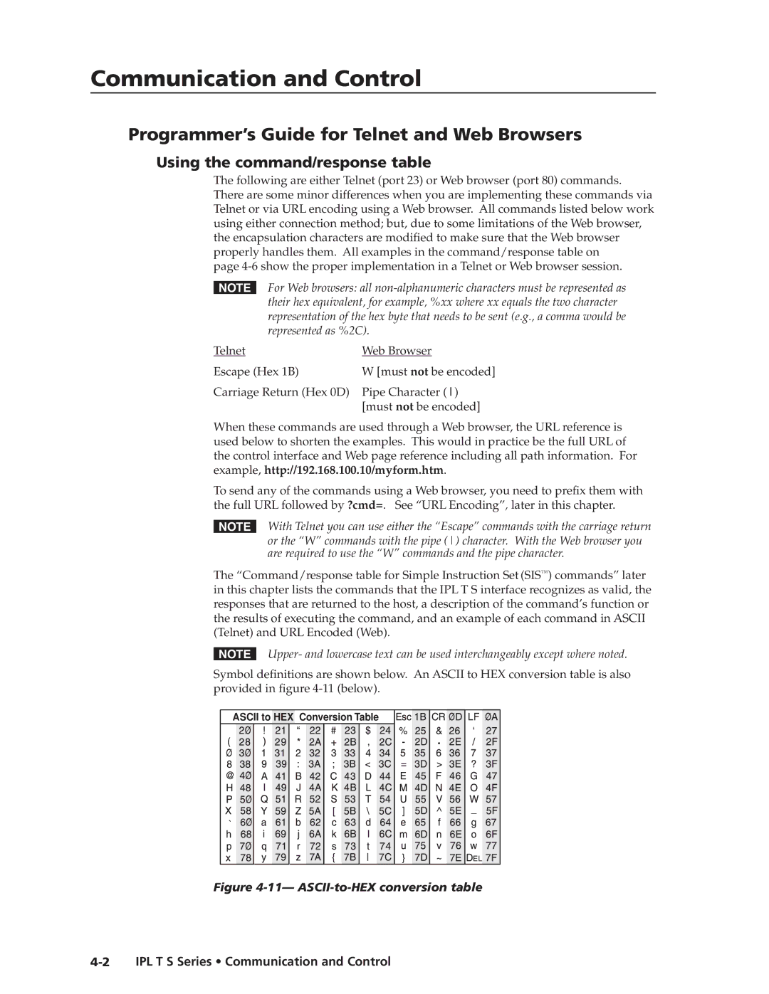 Extron electronic IPL T S Series manual Communication and Control, Programmer’s Guide for Telnet and Web Browsers 