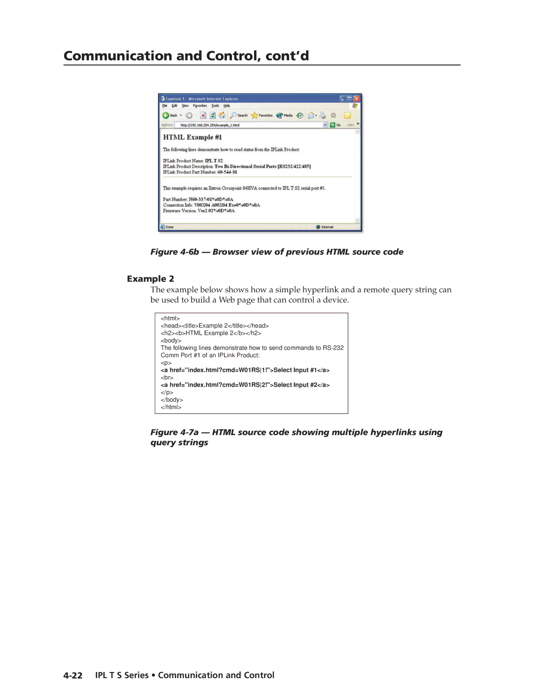 Extron electronic IPL T S Series manual 6b Browser view of previous Html source code 