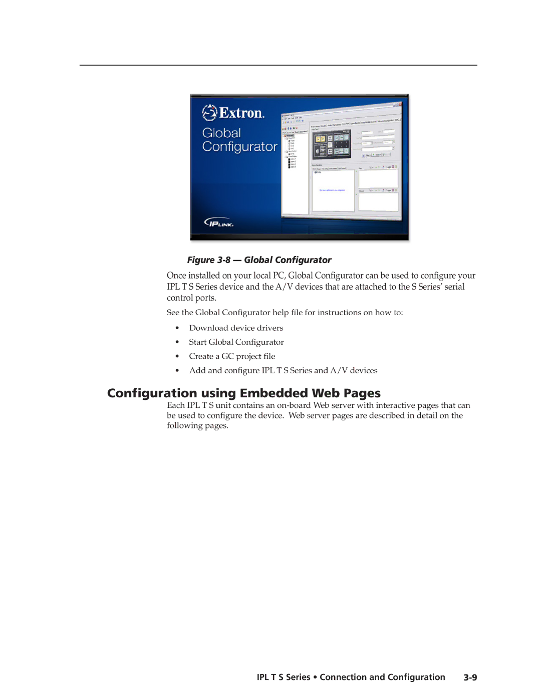 Extron electronic IPL T S manual Configuration using Embedded Web Pages, Global Configurator 