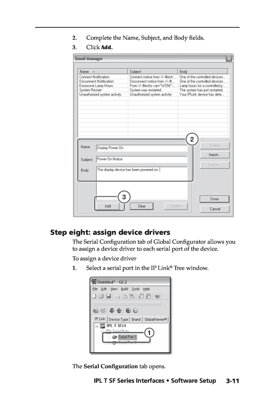 Extron electronic setup guide Step eight assign device drivers, IPL T SF Series Interfaces Software Setup 