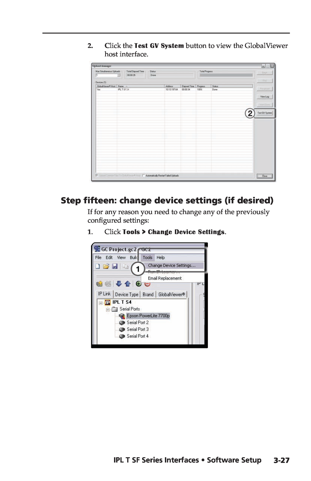 Extron electronic IPL T SF Series Step fifteen change device settings if desired, Click Tools Change Device Settings 