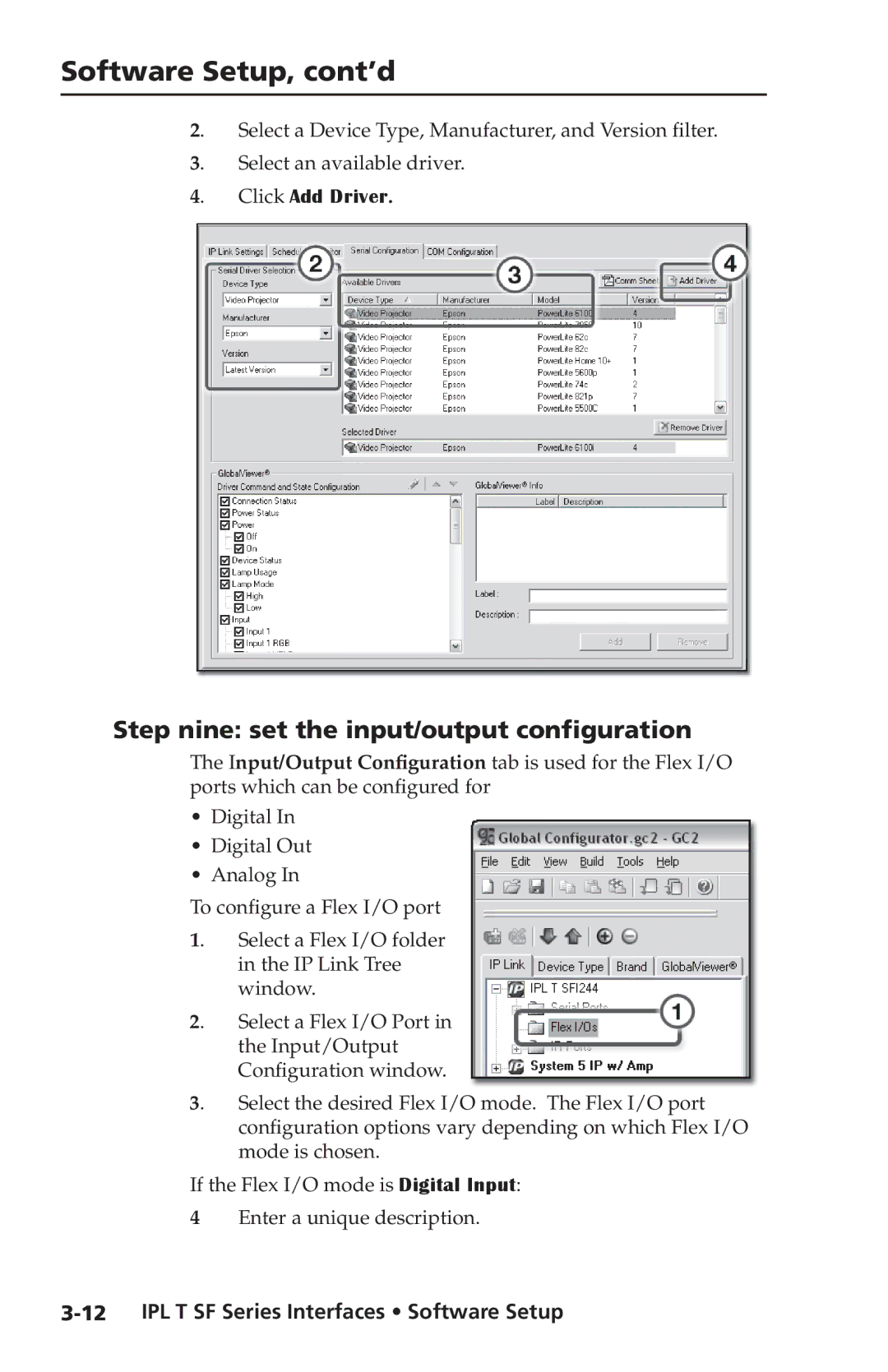 Extron electronic IPL T SF Series setup guide Step nine set the input/output configuration, Click Add Driver 