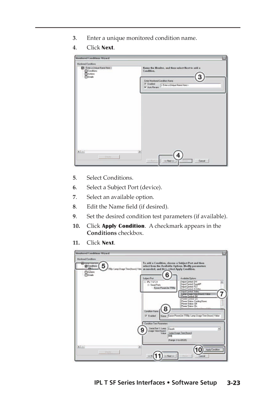 Extron electronic IPL T SF Series setup guide Conditions checkbox 