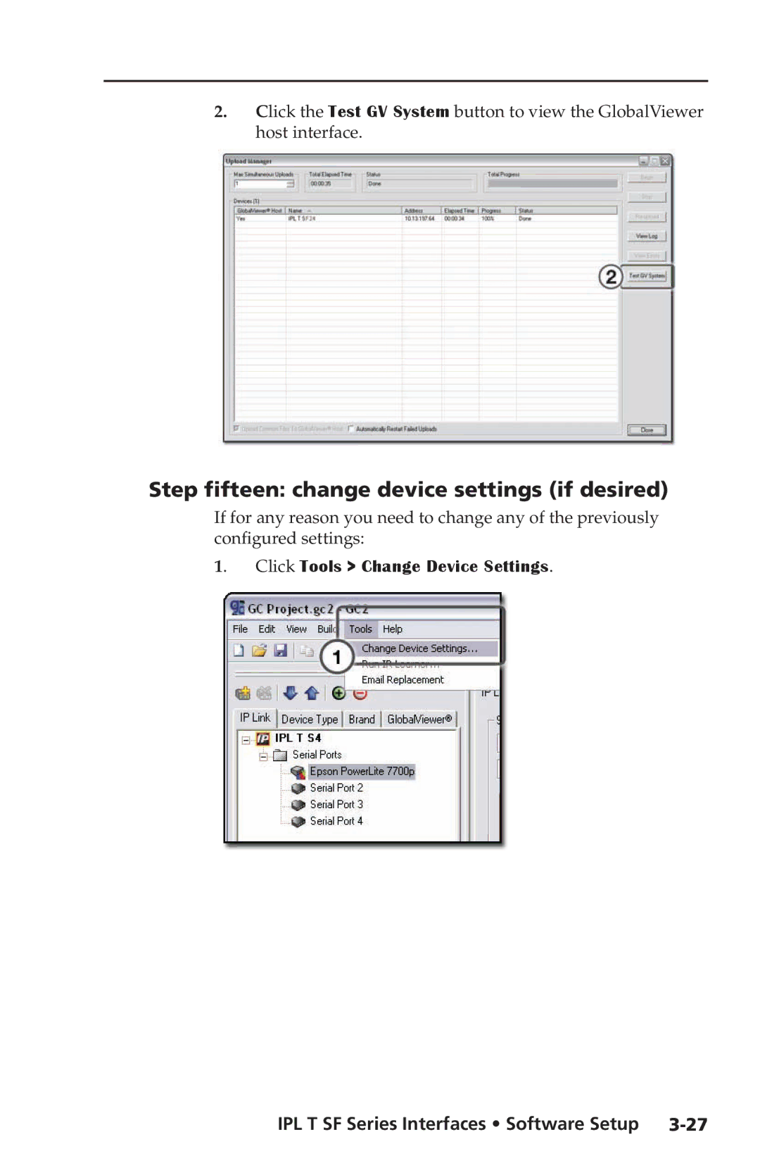 Extron electronic IPL T SF Series Step fifteen change device settings if desired, Click Tools Change Device Settings 