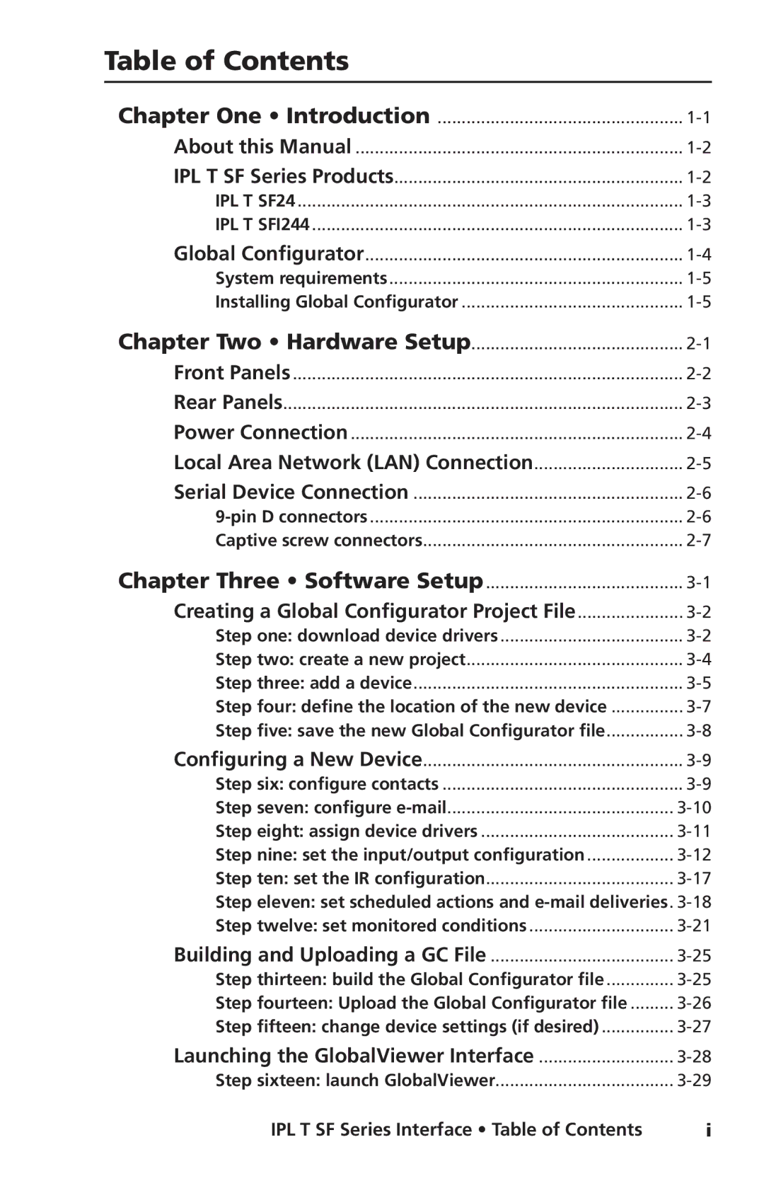 Extron electronic IPL T SF Series setup guide Table of Contents 