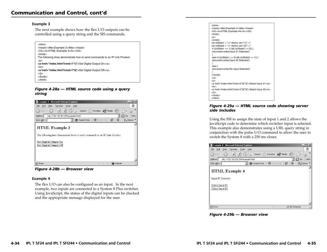 Extron electronic SFI244 Series, IPL T SF24 user manual 28a Html source code using a query string 