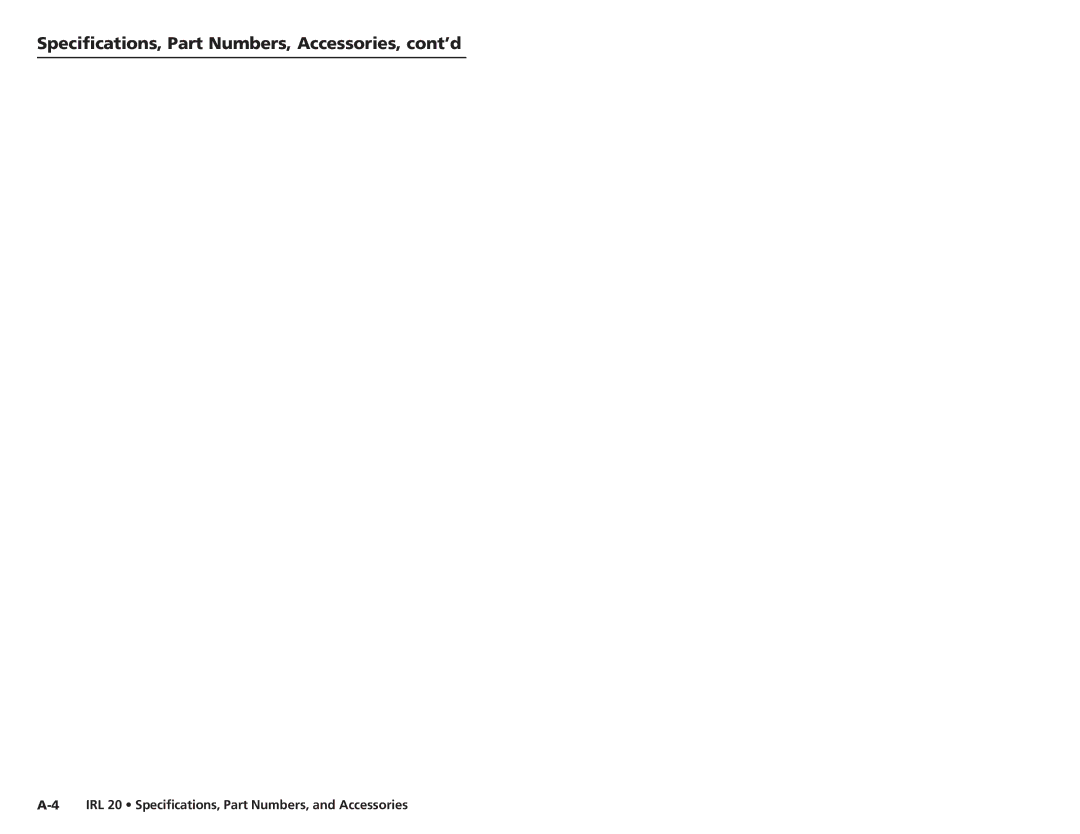 Extron electronic IRL 20 user manual Specifications, Part Numbers, Accessories, cont’d 
