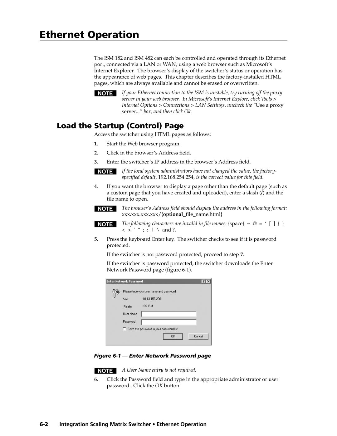 Extron electronic ISM 182 manual EthernetOperation,cont’d, Load the Startup Control 