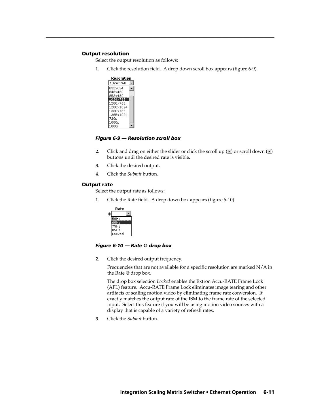 Extron electronic ISM 182 manual Output resolution, Output rate 