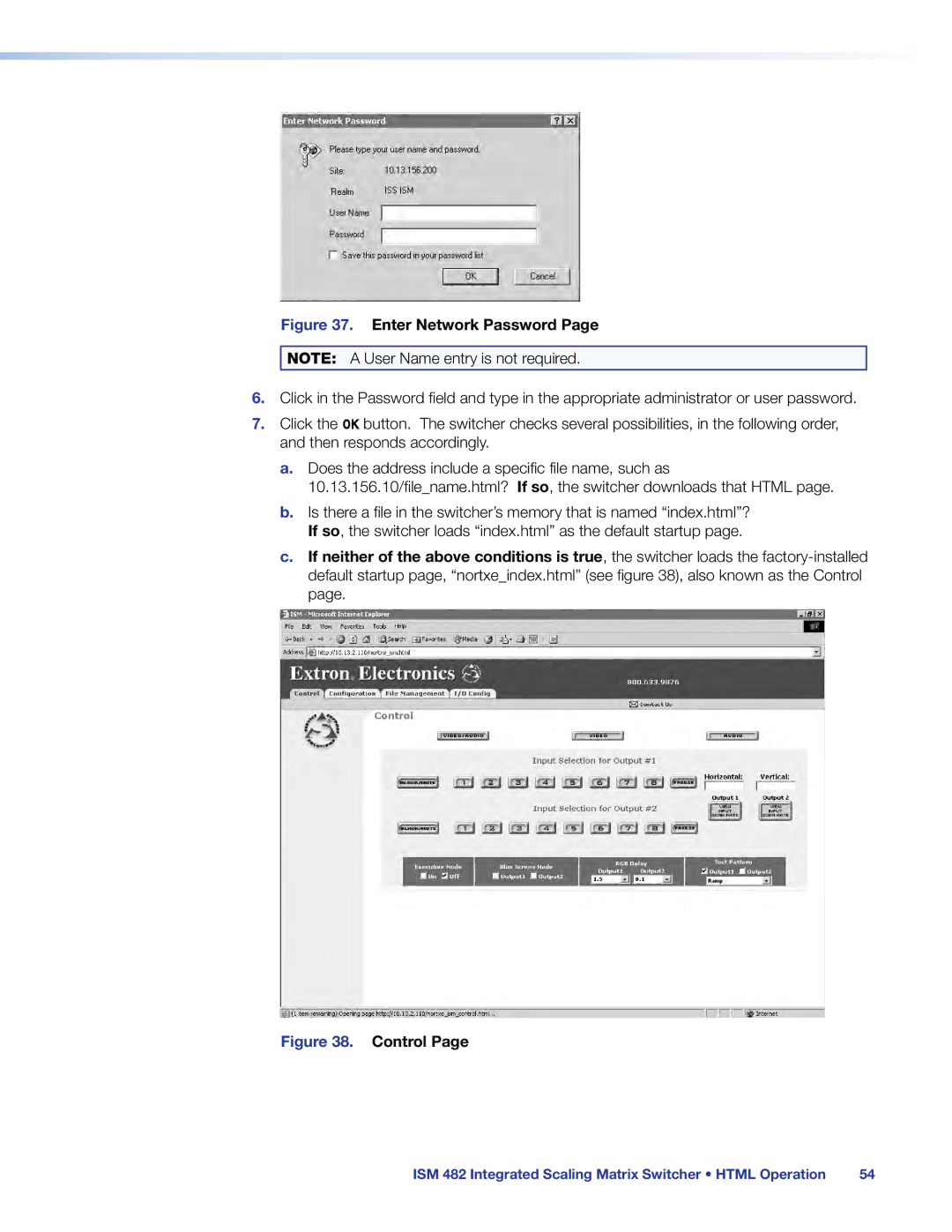 Extron electronic ISM 482 manual Enter Network Password 