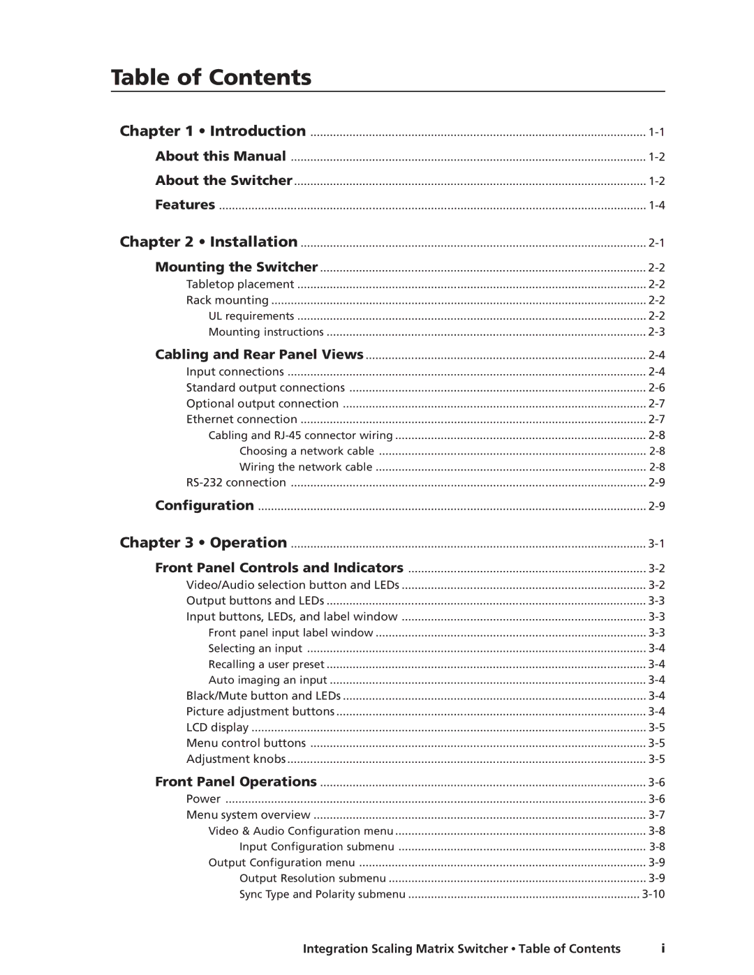 Extron electronic ISM 482 manual Table of Contents 