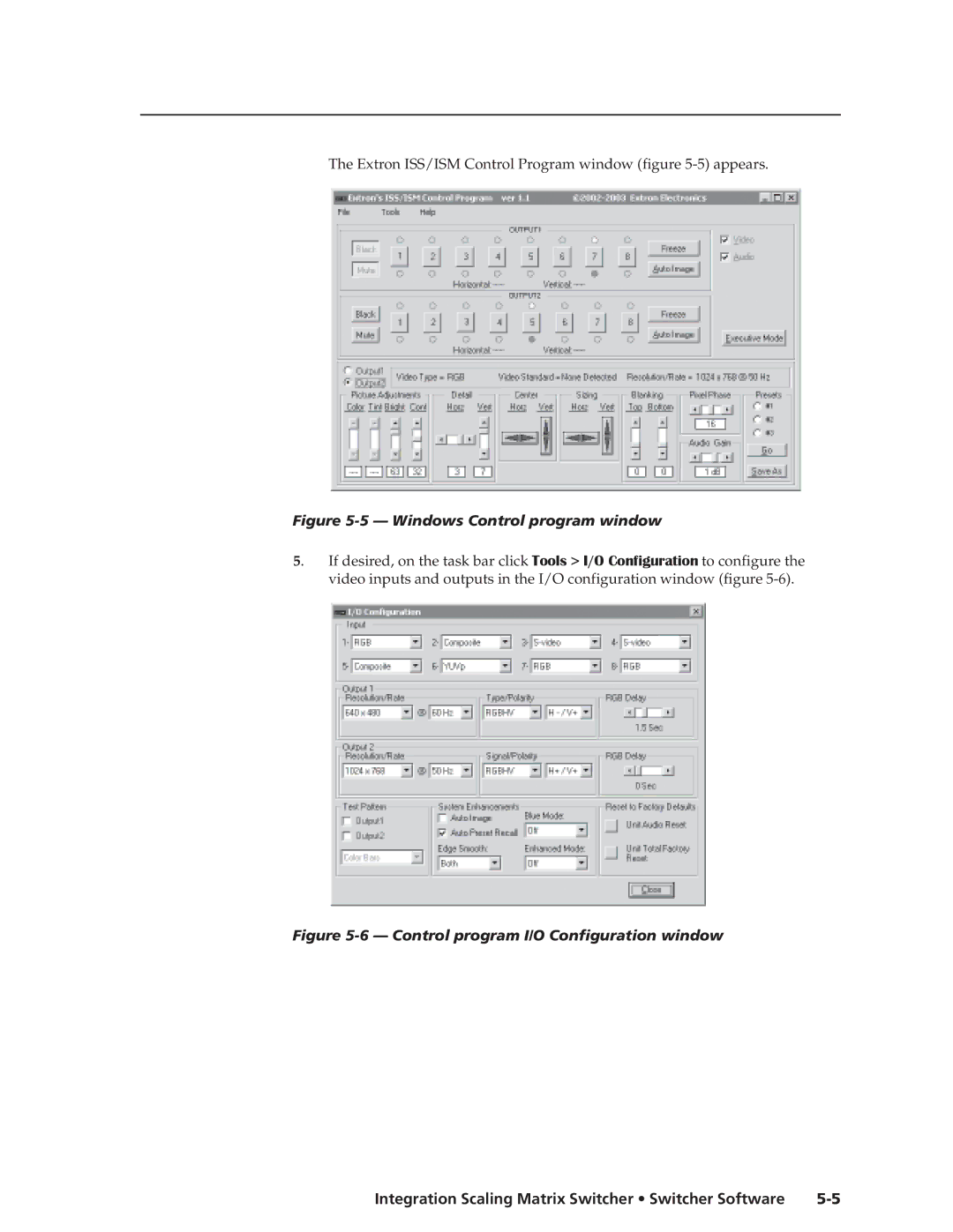 Extron electronic ISM 482 manual Windows Control program window 