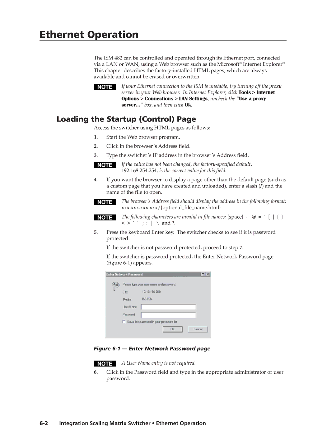 Extron electronic ISM 482 manual EthernetOperation,cont’d, Loading the Startup Control 