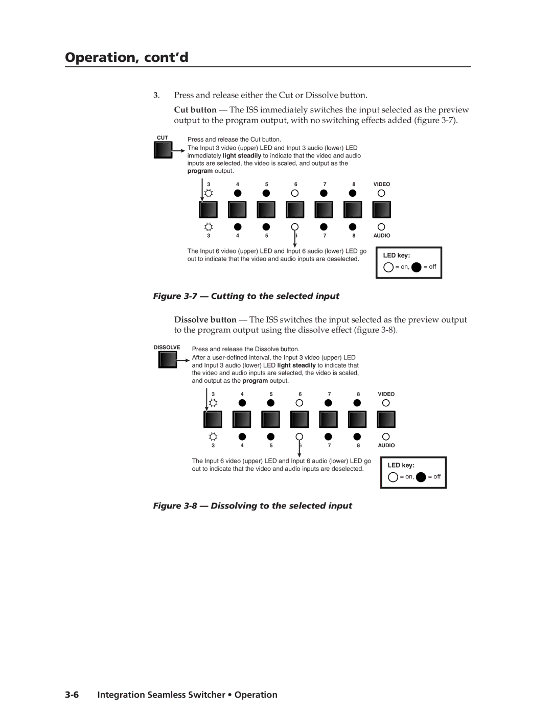 Extron electronic ISS 108, ISS 408 manual Cutting to the selected input 