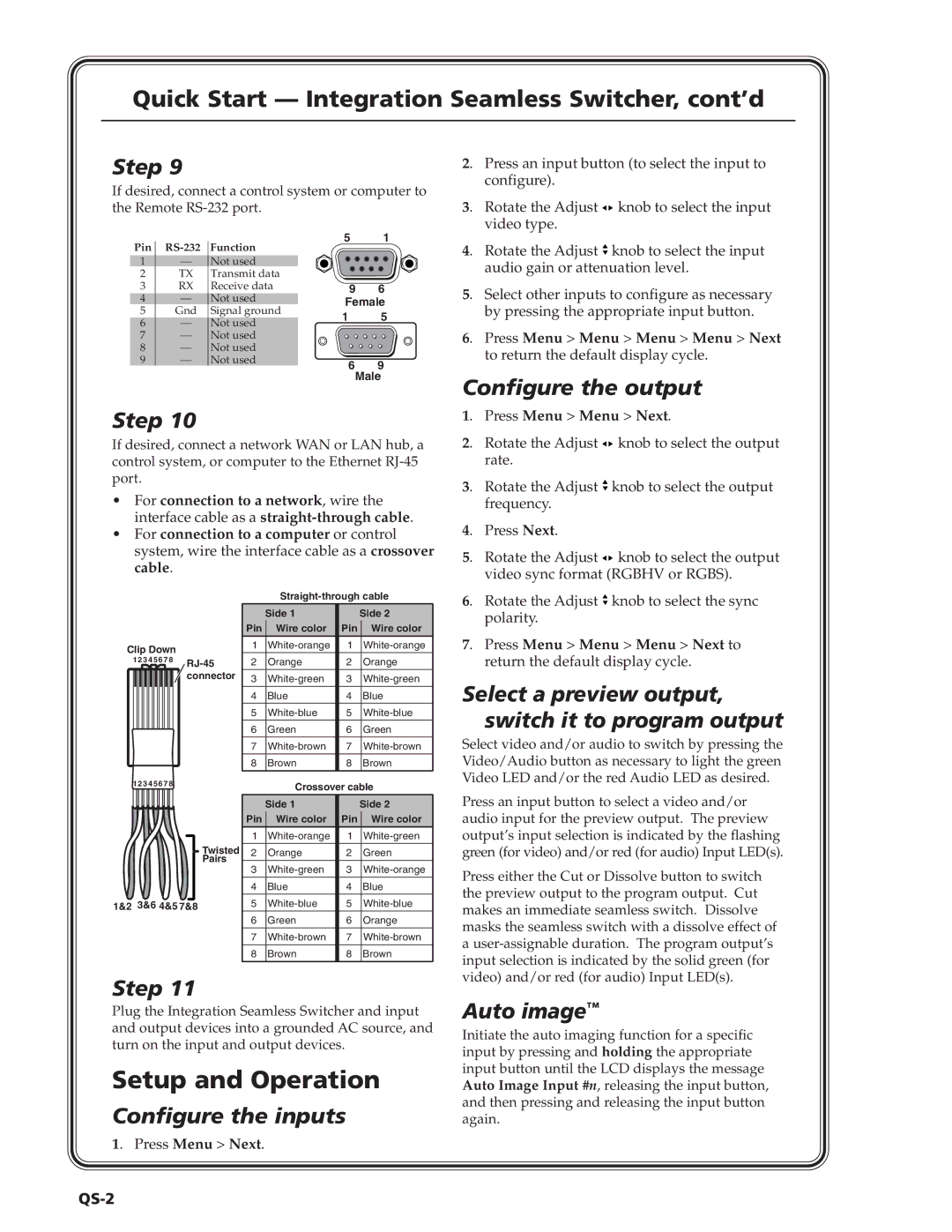 Extron electronic ISS 108, ISS 408 manual Quick Start Integration Seamless Switcher, cont’d, QS-2 