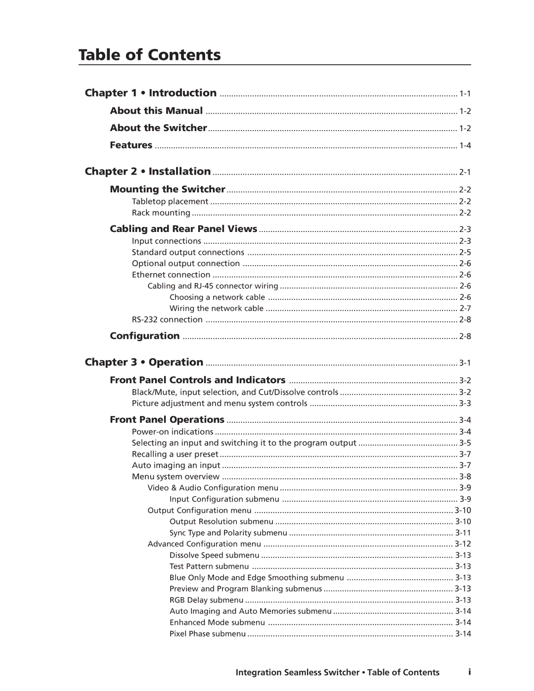 Extron electronic ISS 408, ISS 108 manual Table of Contents 