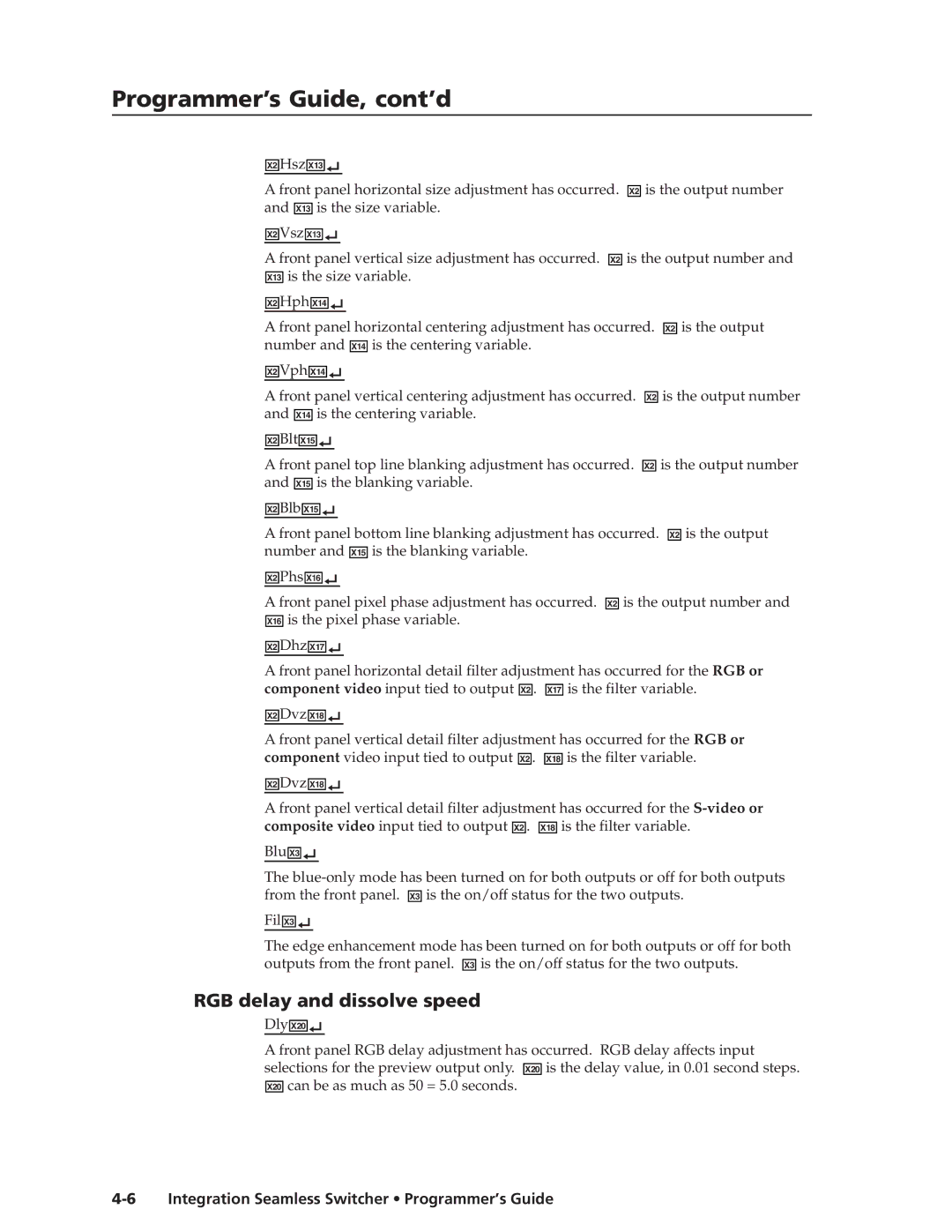 Extron electronic ISS 108, ISS 408 manual RGB delay and dissolve speed 