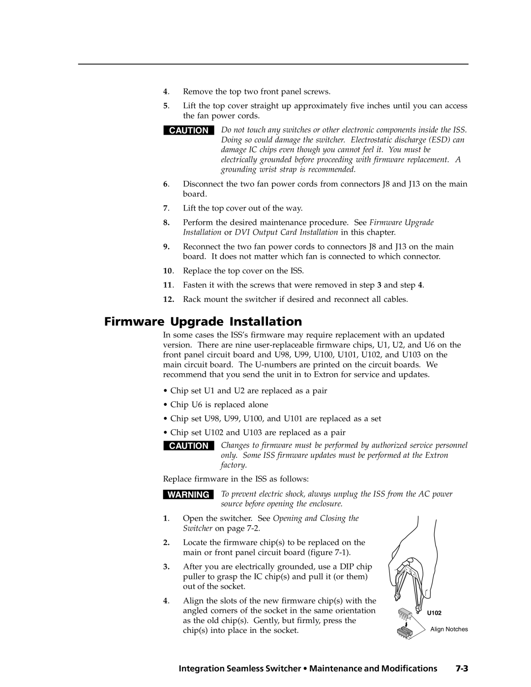 Extron electronic ISS 408, ISS 108 manual Firmware Upgrade Installation 