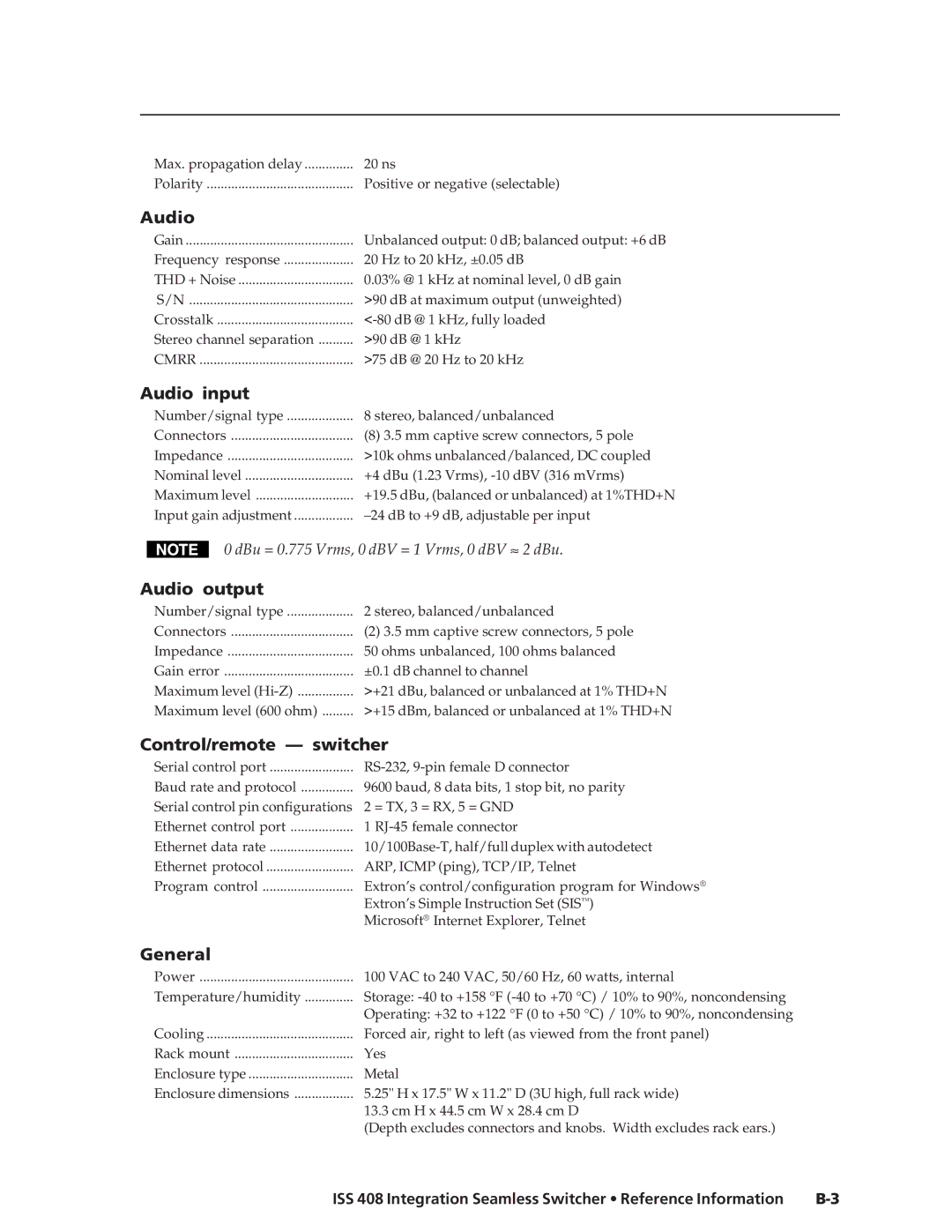 Extron electronic ISS 408 manual Audio 