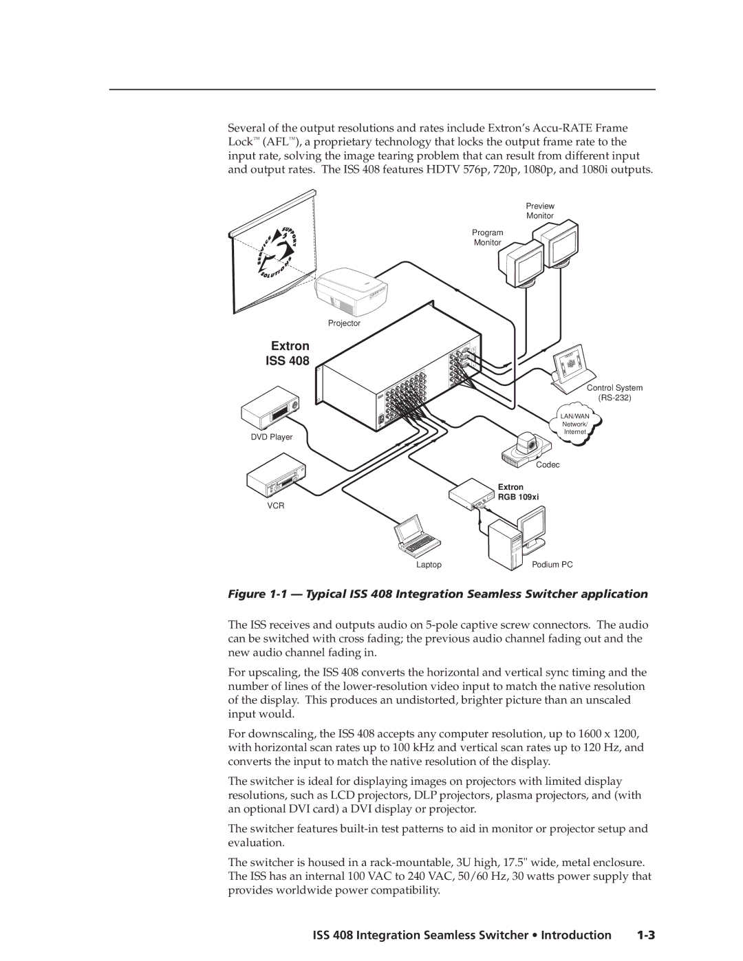 Extron electronic manual Typical ISS 408 Integration Seamless Switcher application 