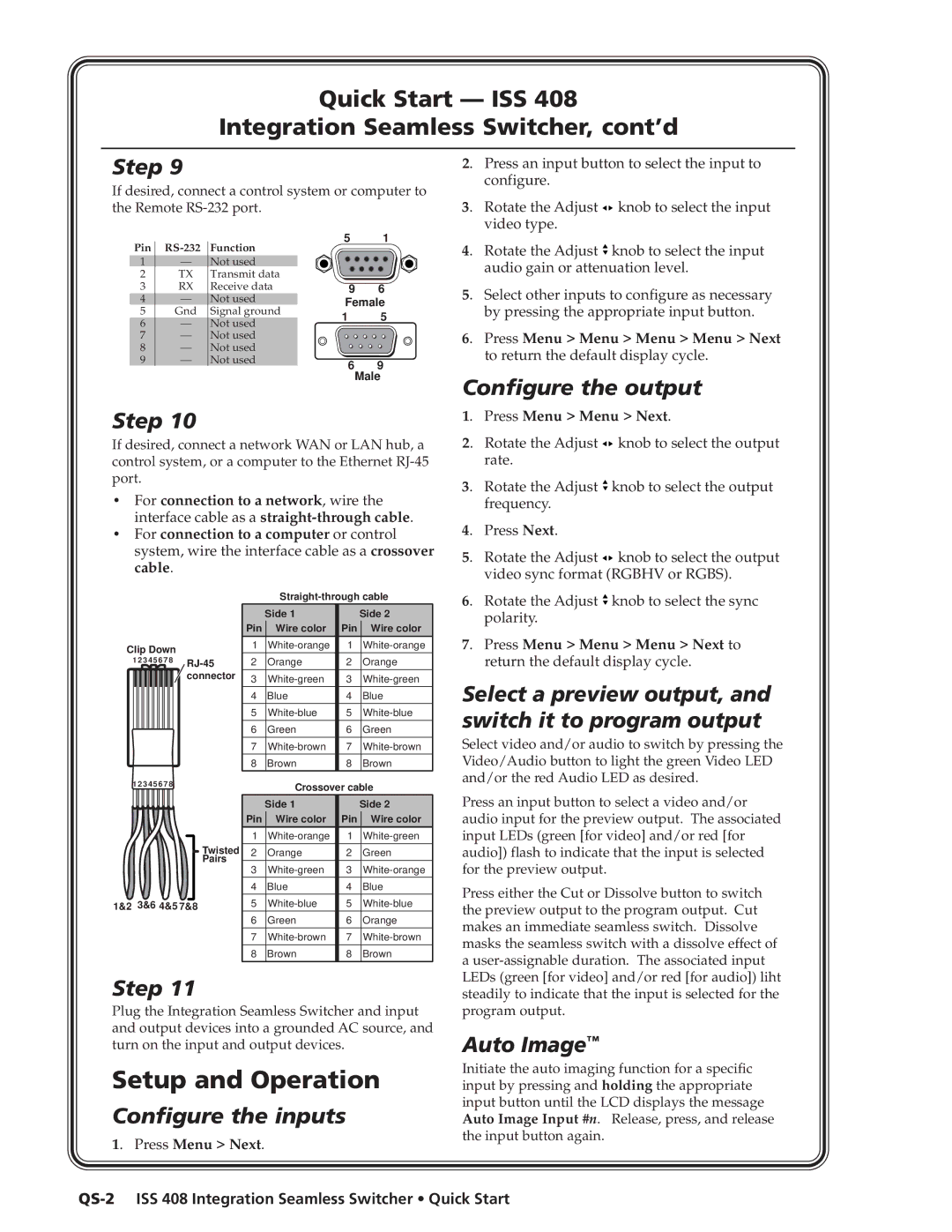 Extron electronic ISS 408 manual Quick Start ISS Integration Seamless Switcher, cont’d 