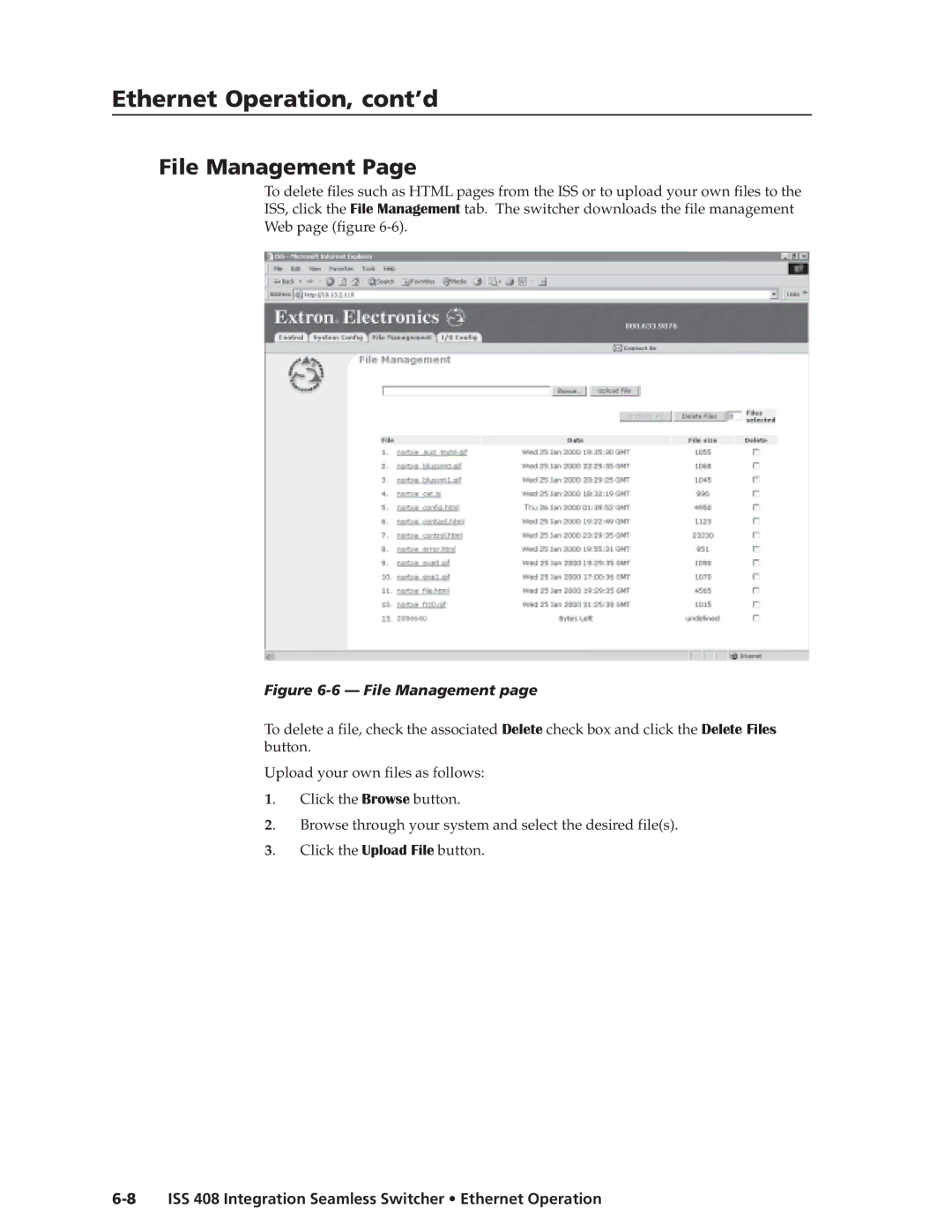 Extron electronic ISS 408 manual File Management 