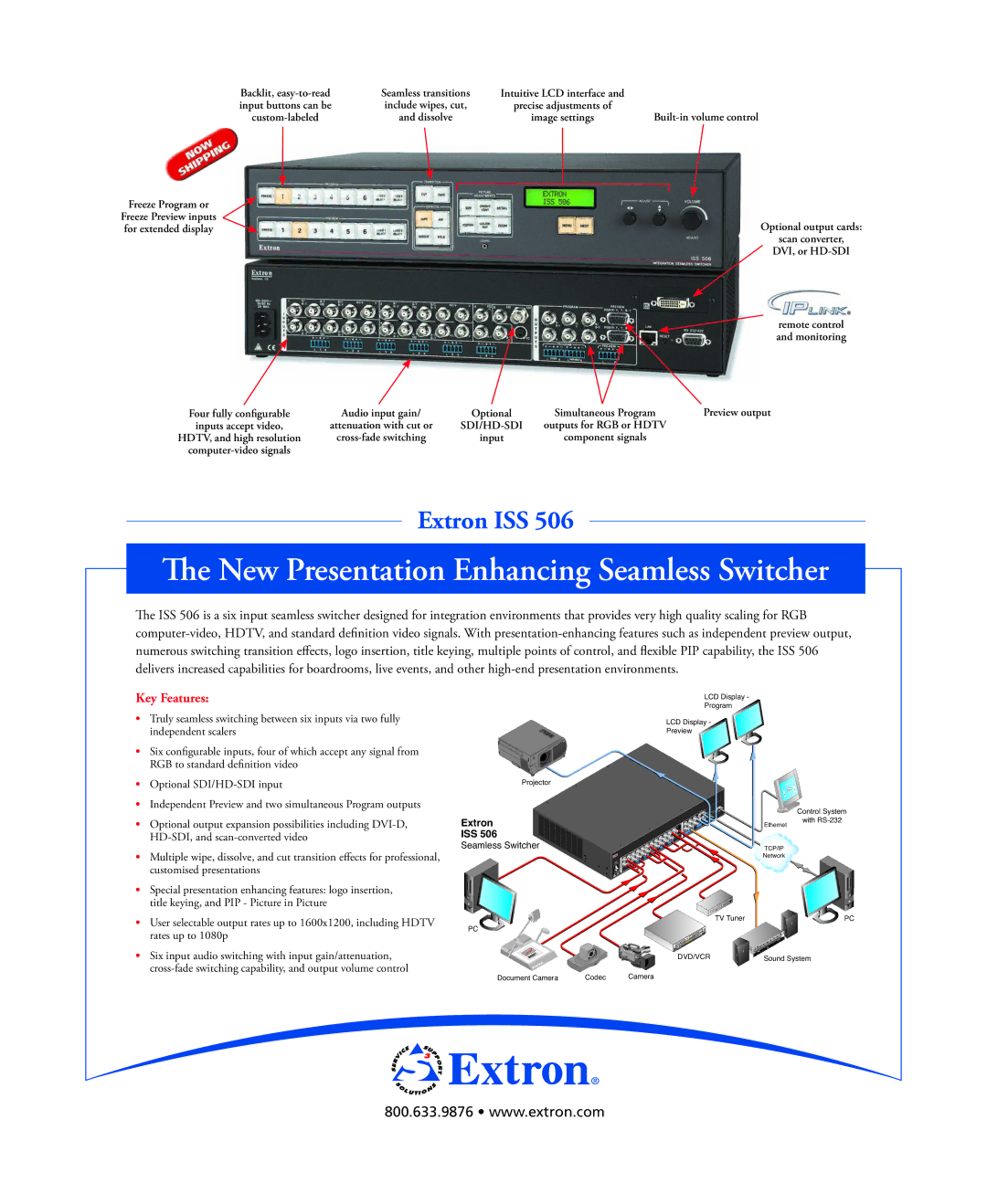 Extron electronic ISS 506 manual New Presentation Enhancing Seamless Switcher, Key Features 