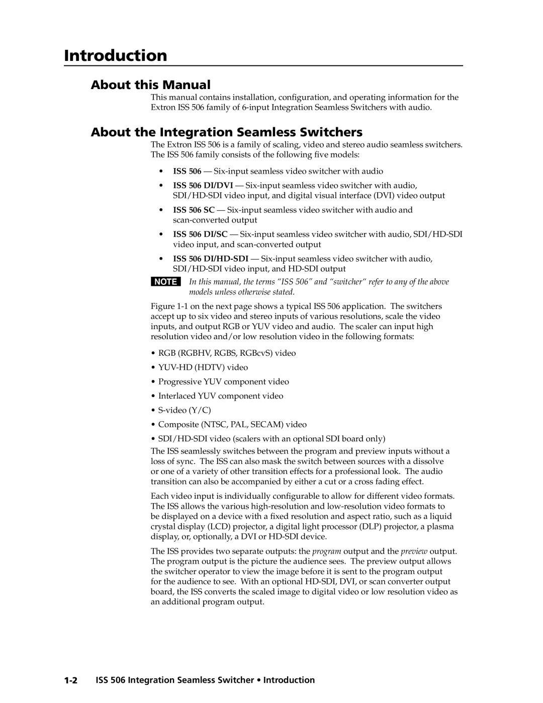 Extron electronic ISS 506 manual About this Manual, About the Integration Seamless Switchers 