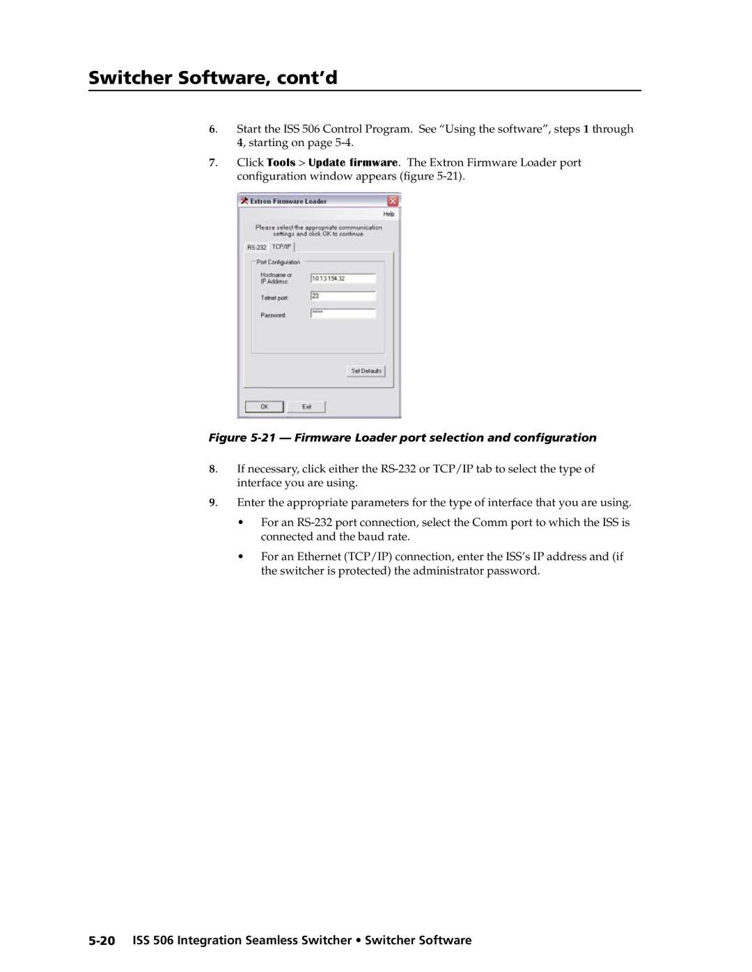 Extron electronic ISS 506 manual Connected and the baud rate 