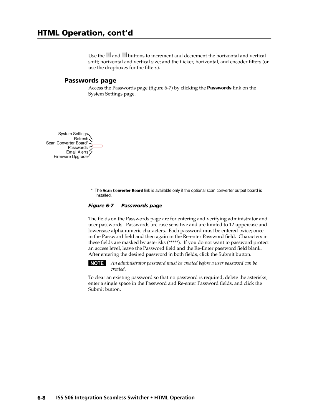 Extron electronic ISS 506 manual Passwords 