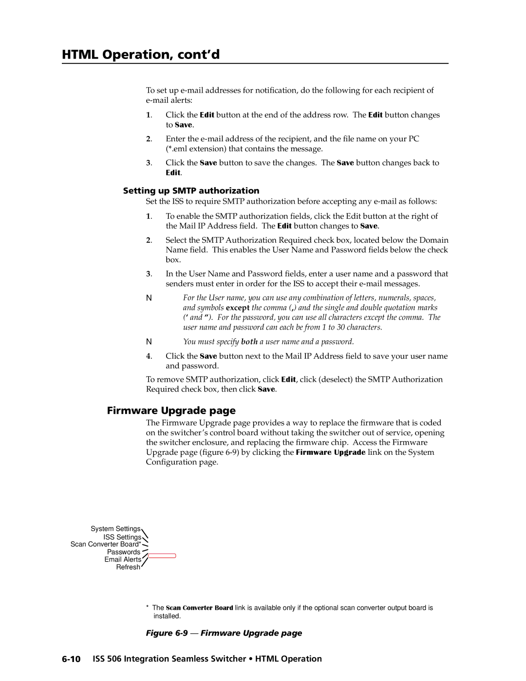 Extron electronic ISS 506 manual Firmware Upgrade, Setting up Smtp authorization 