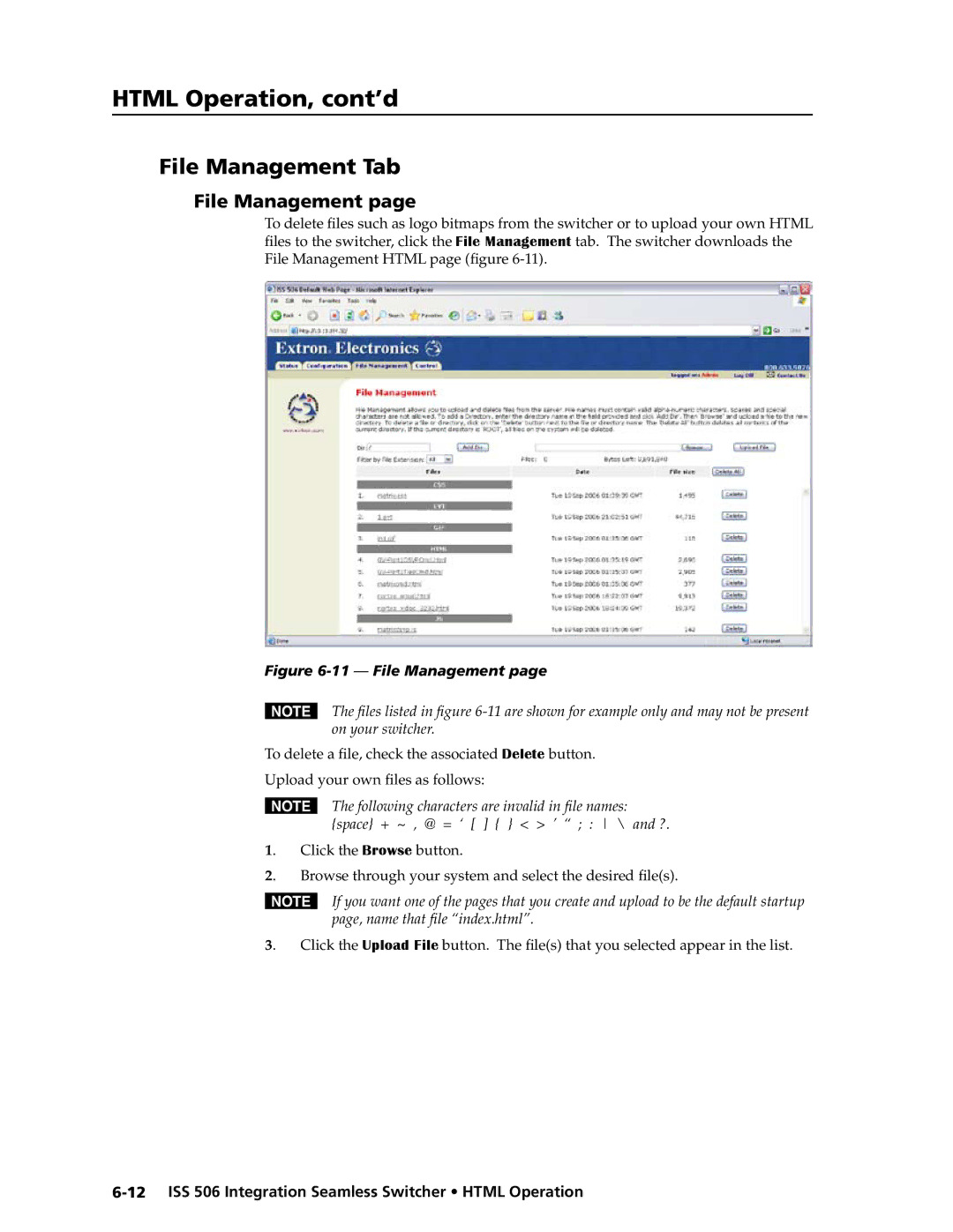 Extron electronic ISS 506 manual File Management Tab 