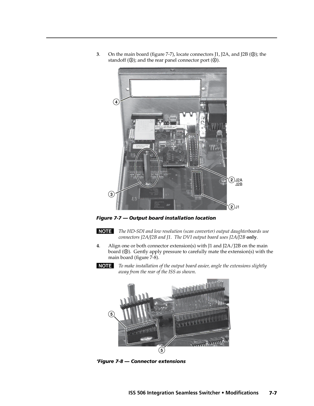 Extron electronic ISS 506 manual Output board installation location 