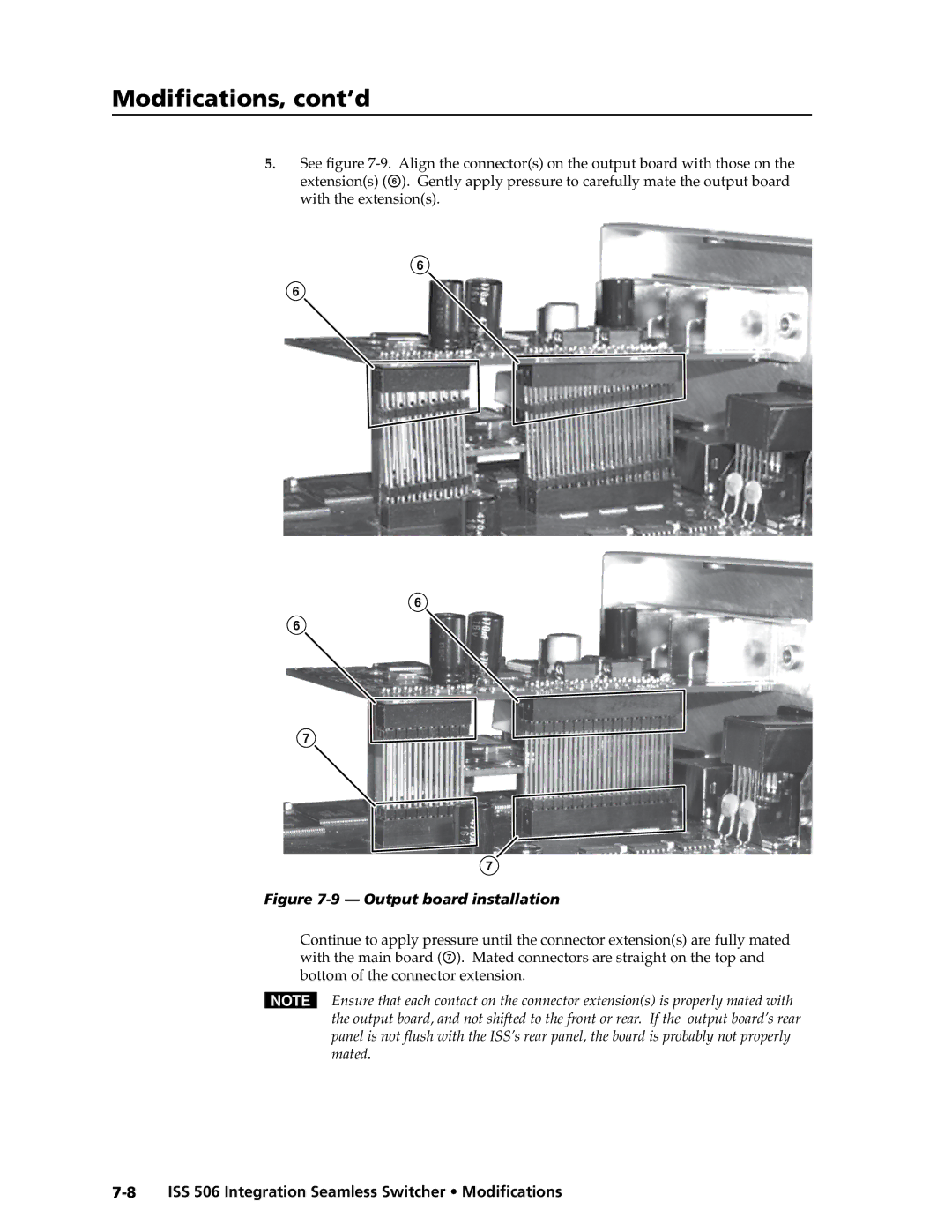 Extron electronic ISS 506 manual Output board installation 