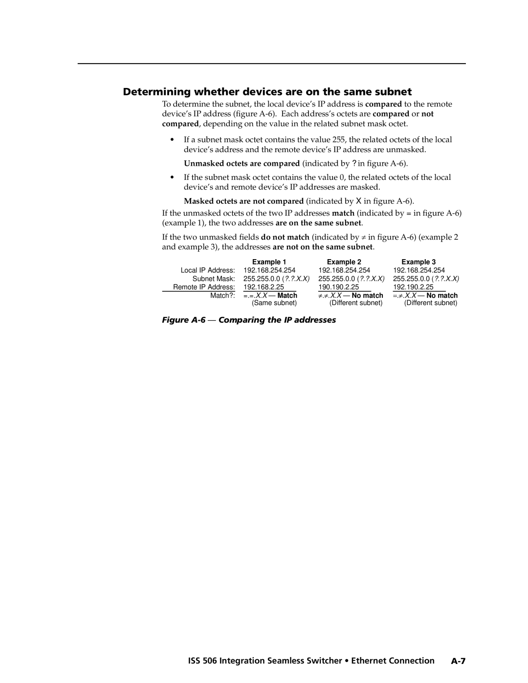 Extron electronic ISS 506 manual Determining whether devices are on the same subnet 