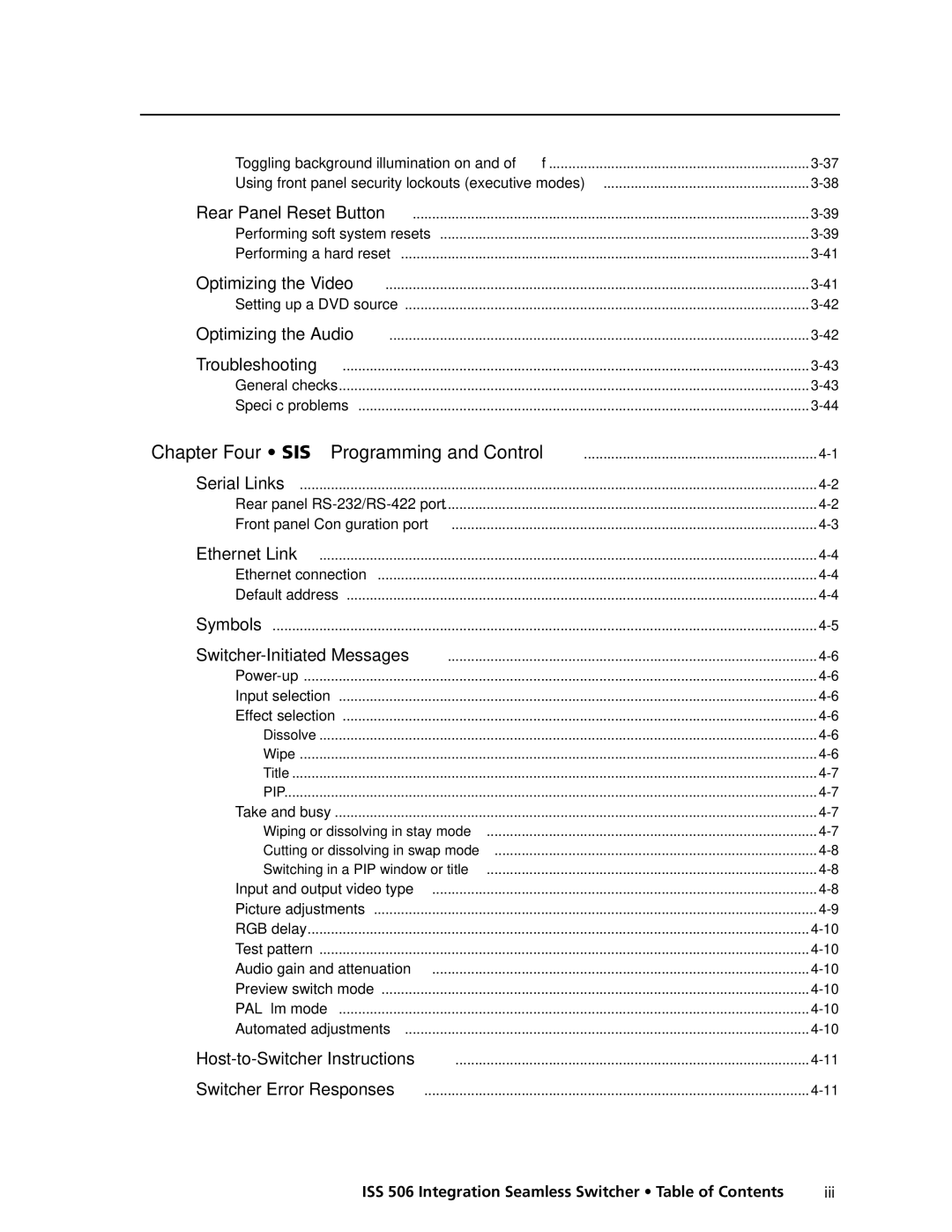 Extron electronic ISS 506 manual Chapter Four SIS Programming and Control 